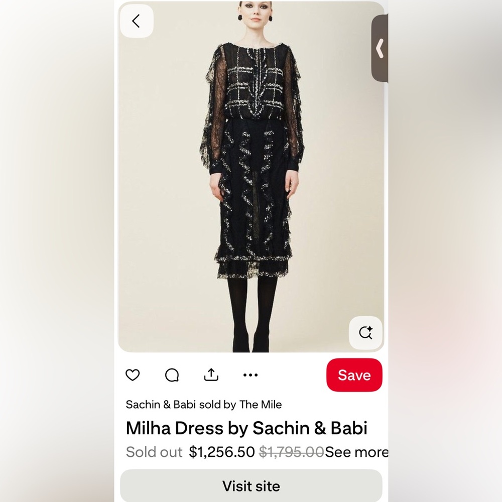 Sachin & Babi Luxury Milha Lace Ruffle Sewuij Accent Middy Dress made in India - Picture 6 of 6